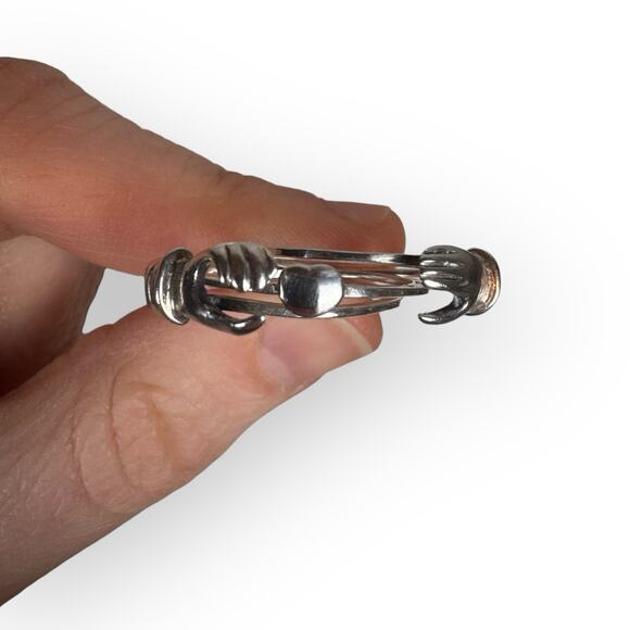 Vintage 925 Fede Gimmel Clasped Hands Heart Ring Sterling Silver Size 7.75 - Picture 9 of 9